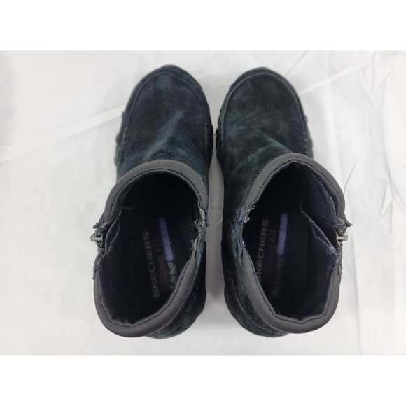 Skechers Bikers Zappiest Suede Zipper Shoes Sneakers Womens Size 6 Black 49590 - Picture 2 of 12